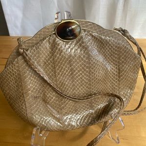 Vintage tan snakeskin evening bag